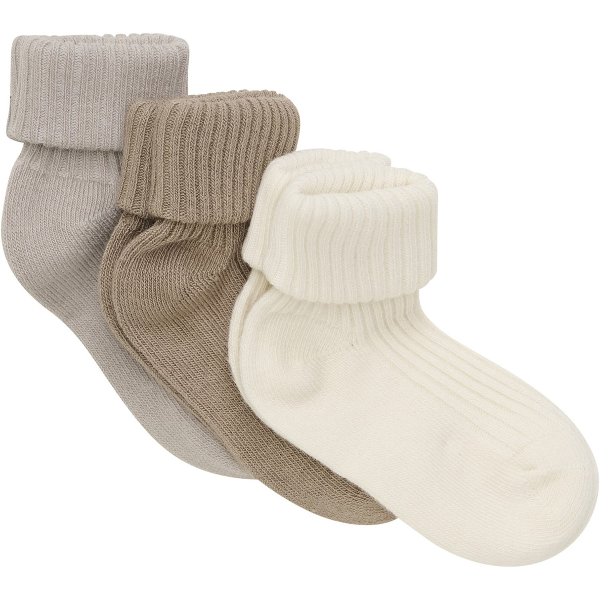 Minymo Light Taupe Baby Sock Rib 3-Pack