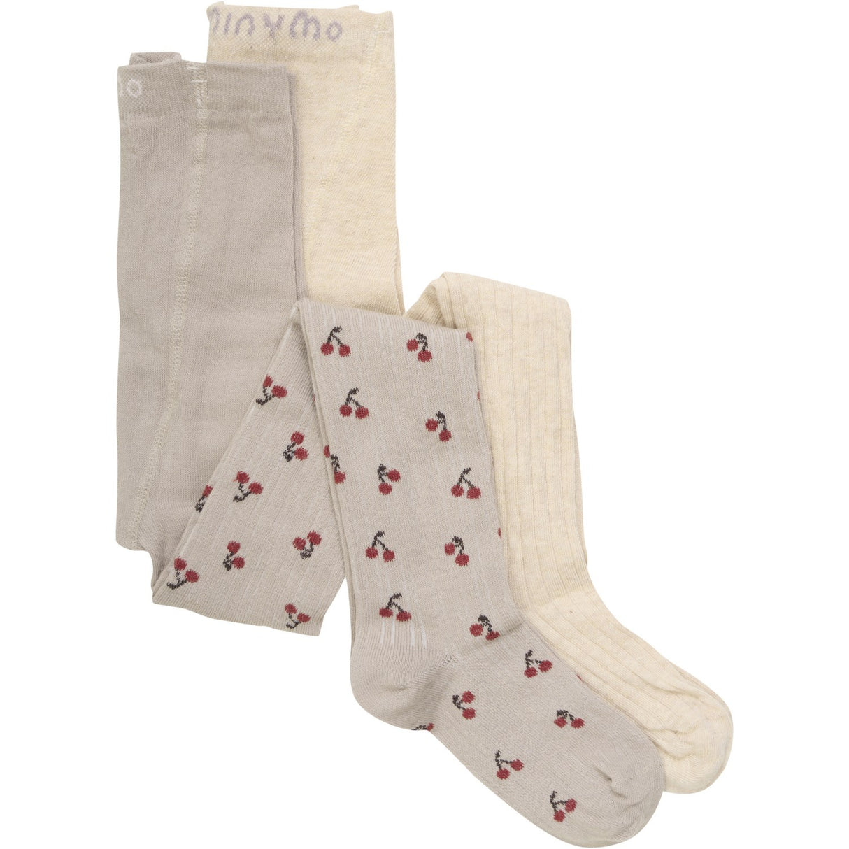 Minymo Light Taupe Tights With Pattern 2-Pack