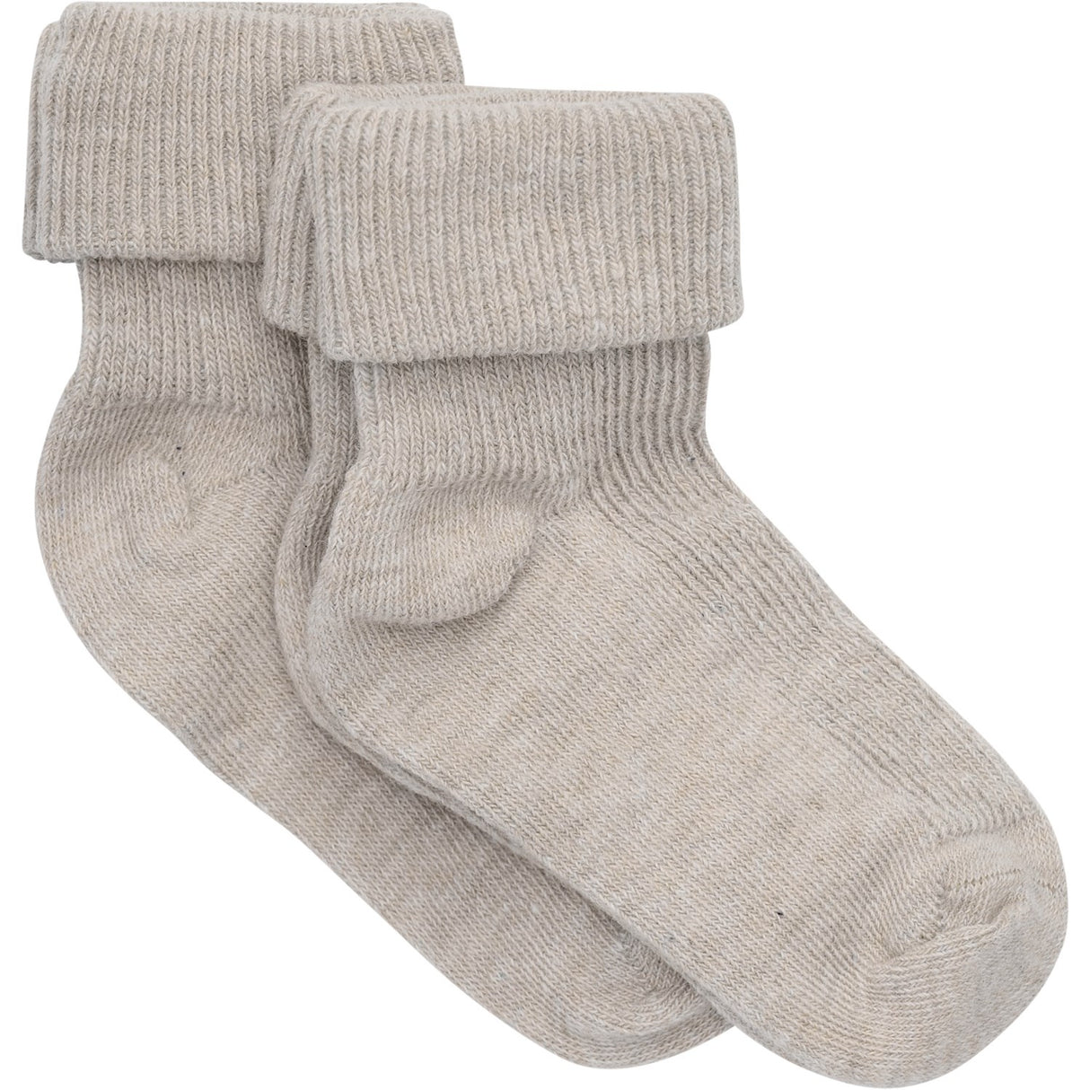 Minymo Light Taupe Baby Rib Sock With Fold 2-Pack