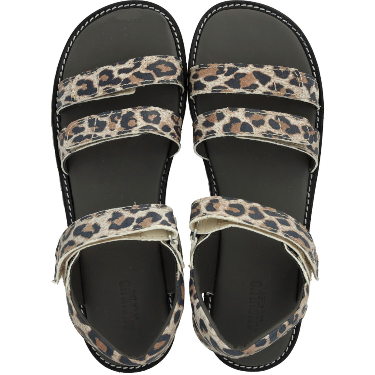 Angulus Leopard Suede Adjustable Leather Sandal with Velcro