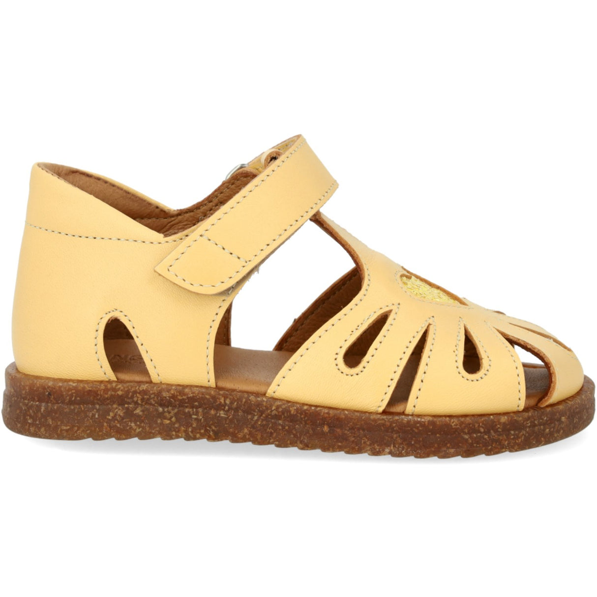 Angulus Mellow Yellow/Pineapple Glitter Leather Heart Sandal with Sparkling Glitter Heart