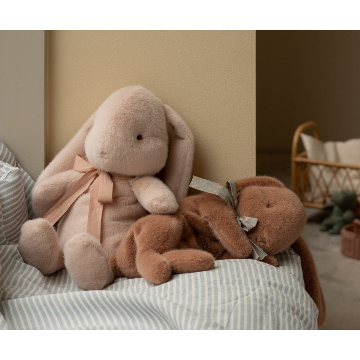 Maileg Sleeping Bunny Plush, Small - Soft Brown