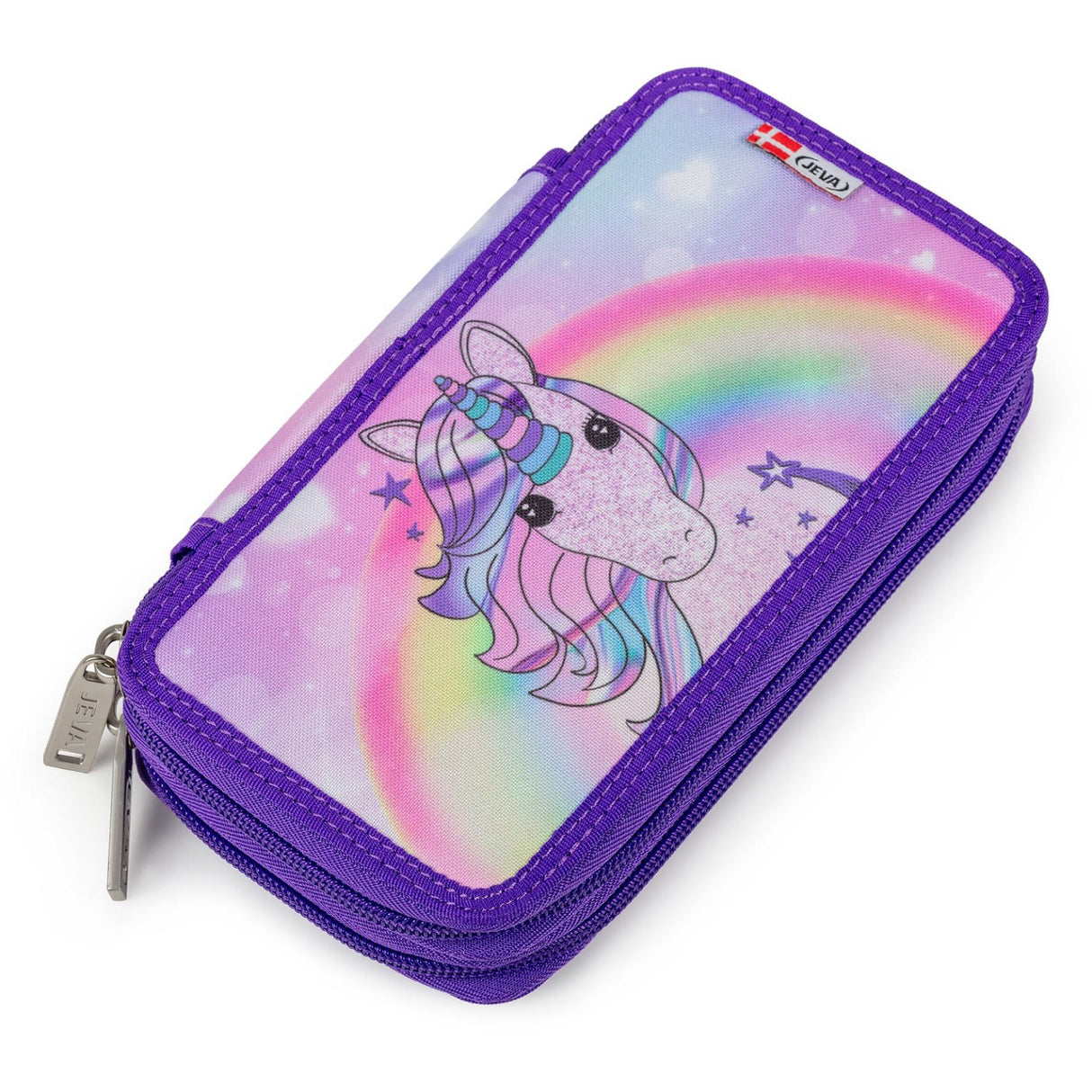 JEVA Unicorn Pencil Case With Fyld Twozip 8865