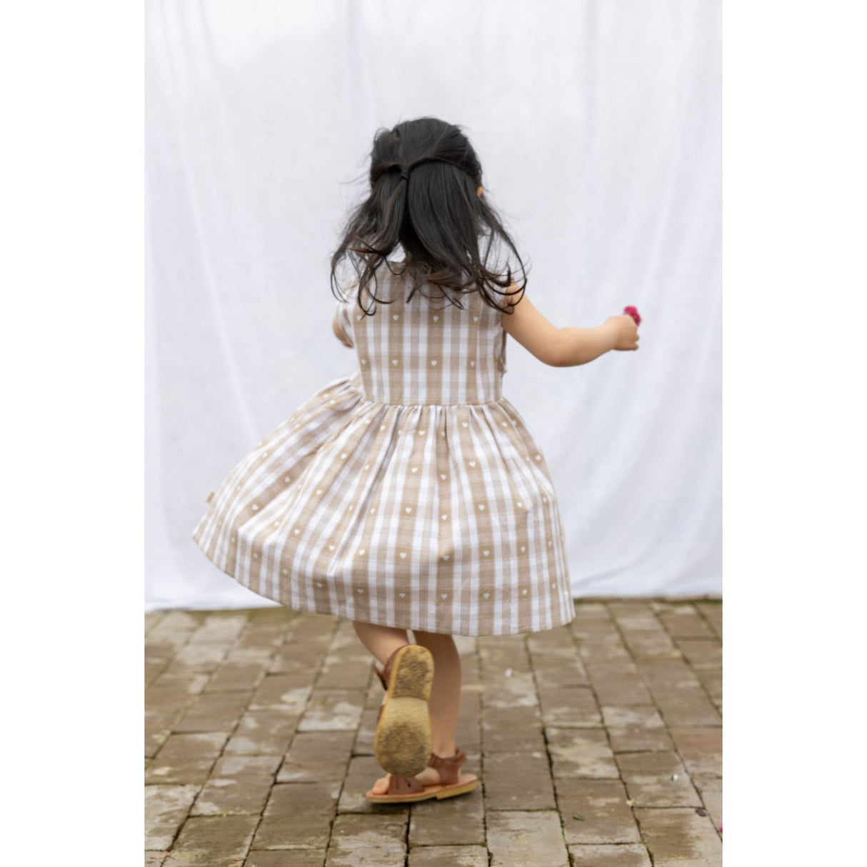 Petit Piao Off White Heart Dress S/L Woven