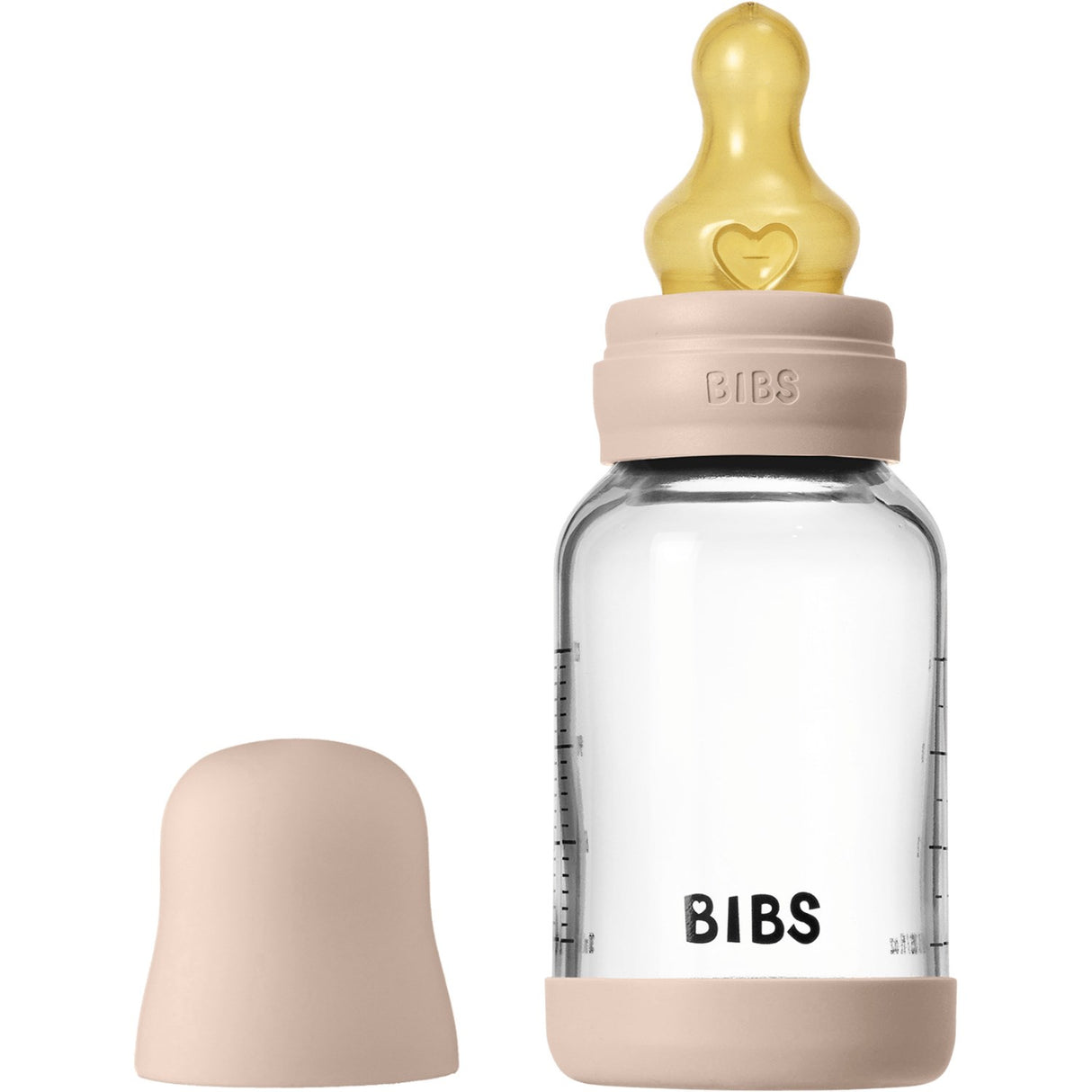 Bibs Blush Glass Baby Bottle Round Latex Slow Flow