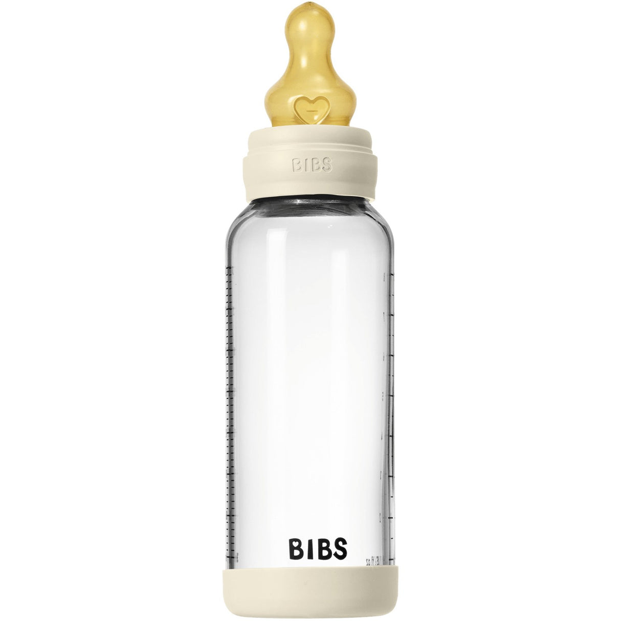 Bibs Ivory Glass Baby Bottle Round Latex Medium Flow