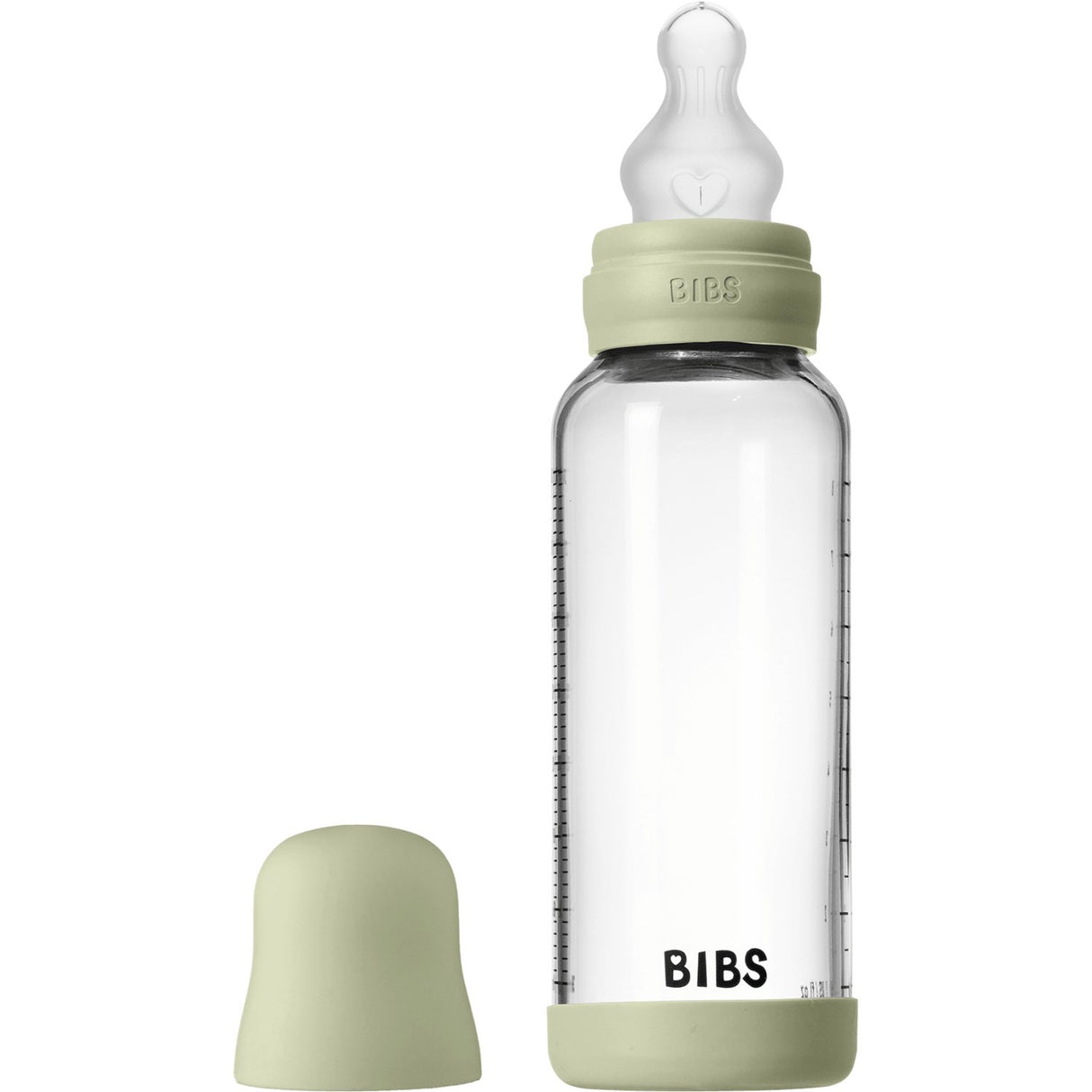 Bibs Sage Glass Baby Bottle Round Silicone Medium Flow