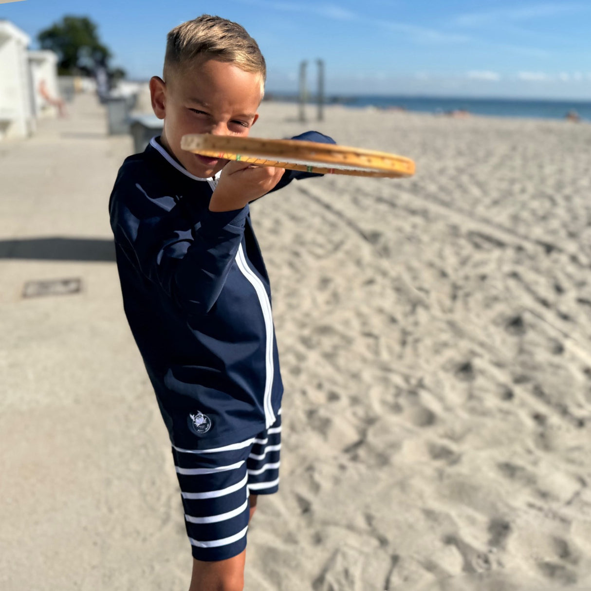 Petit Crabe Blue Basic Zipper Uv-Swim Shirt L/S