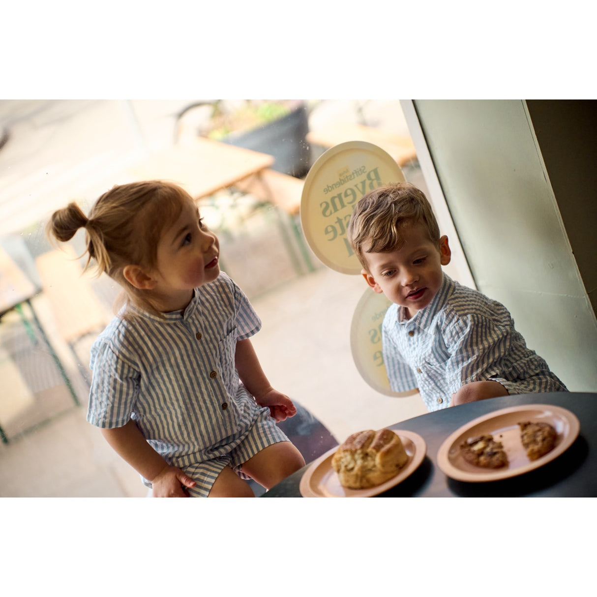 THE NEW Siblings X Luksusbaby Blue FAnd Striped Ojo Shorts