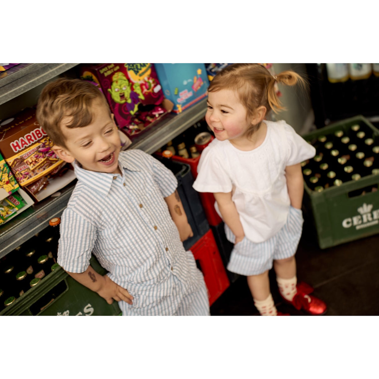 THE NEW Siblings X Luksusbaby Blue FAnd Striped Ojo Shorts