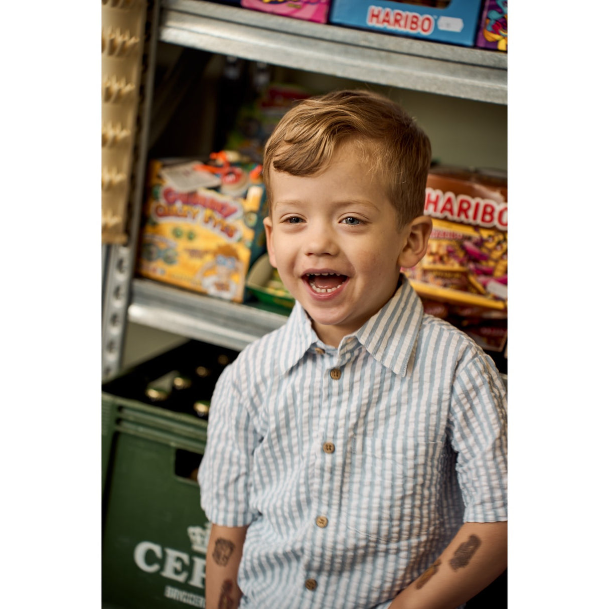 THE NEW Siblings X Luksusbaby Blue Fog Striped Ojo Shirt