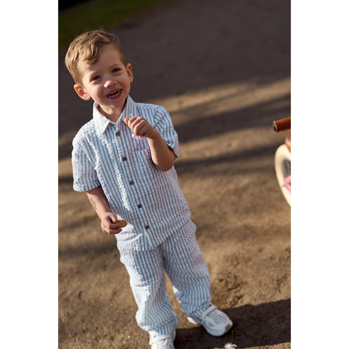 THE NEW Siblings X Luksusbaby Blue Fog Striped Ojo Pants