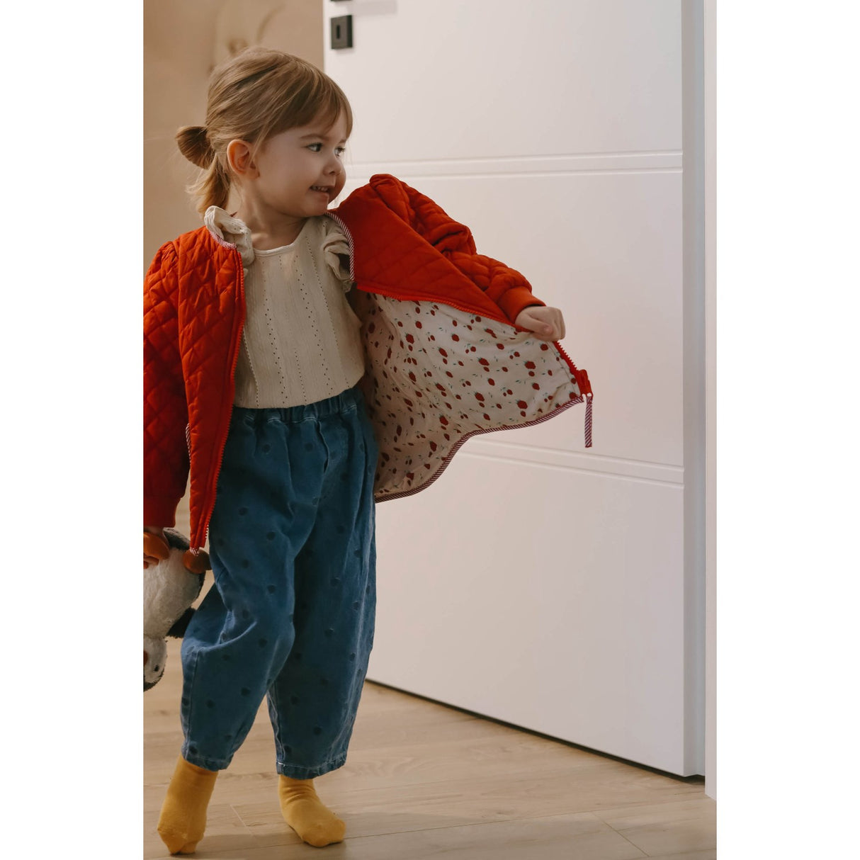 Fliink Pompeian Red Aop Kota Berry Jacket