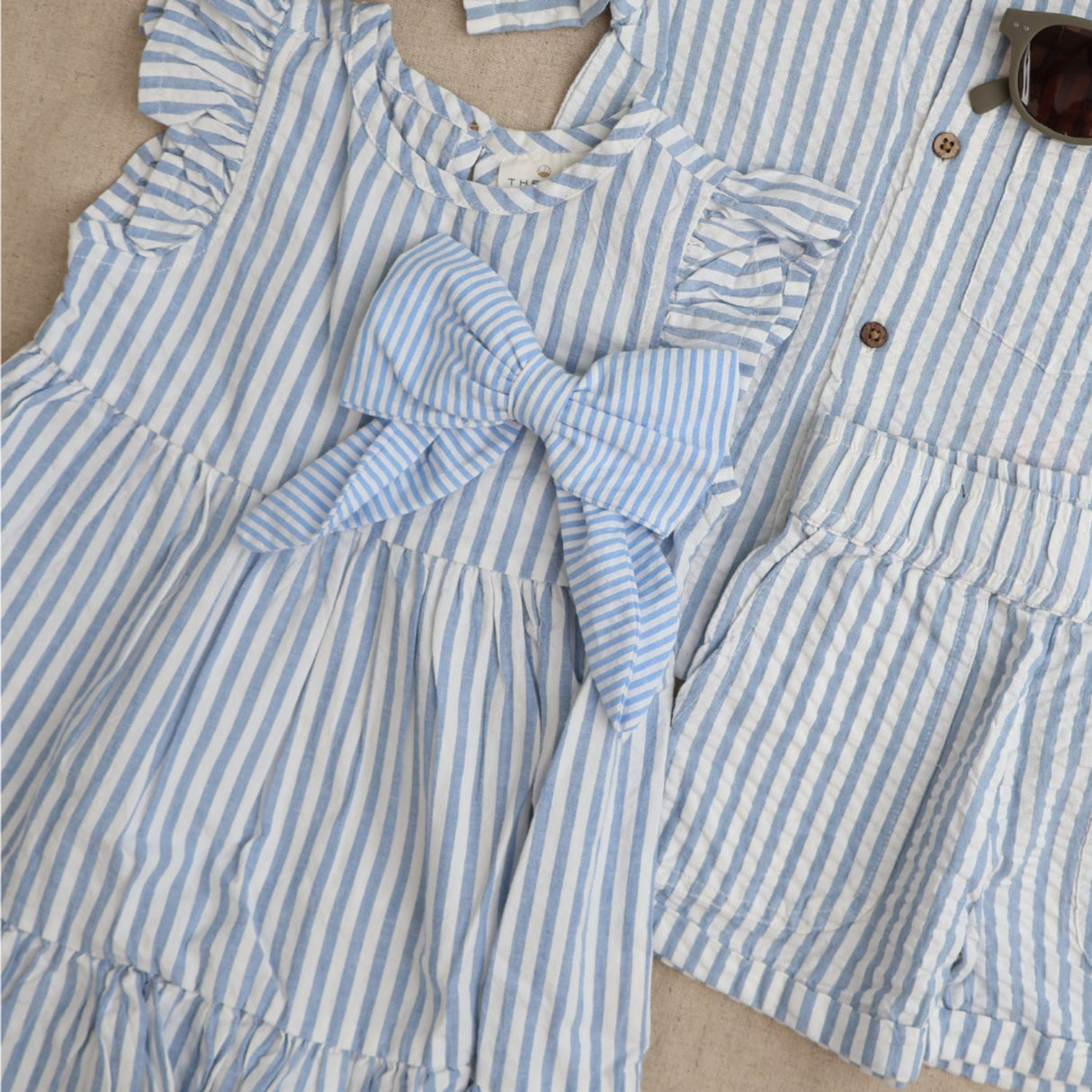 THE NEW Siblings X Luksusbaby Blue FAnd Striped Ojo Dress