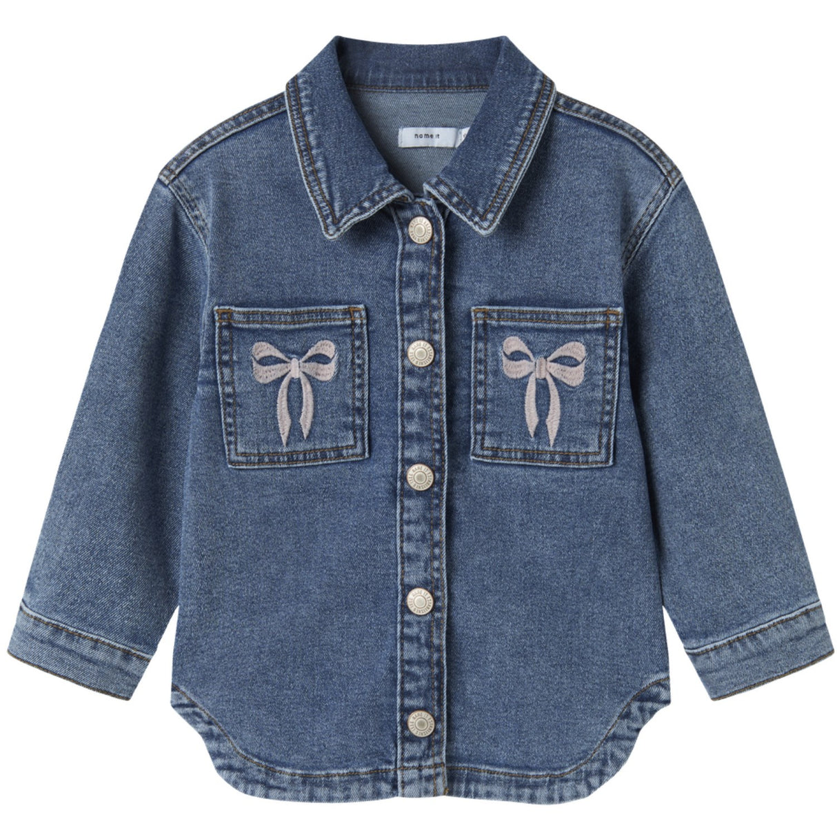 Name It Medium Blue Denim Bow Embroidery Nmfdevi Dnm Emb Jacket 1224-Sm K