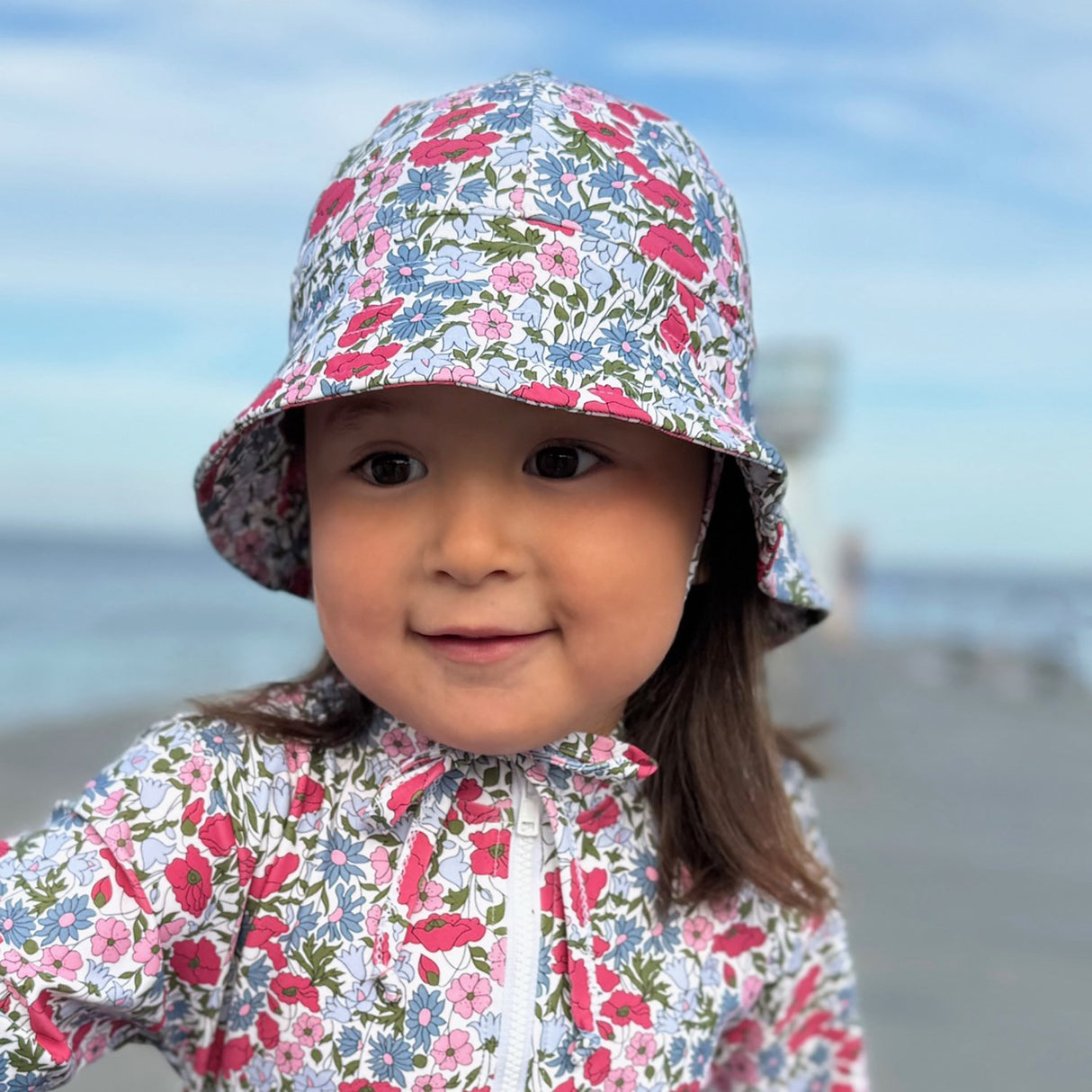 Petit Crabe Poppy & Daisy P Frey Sun hat - Made With Liberty© Fabric