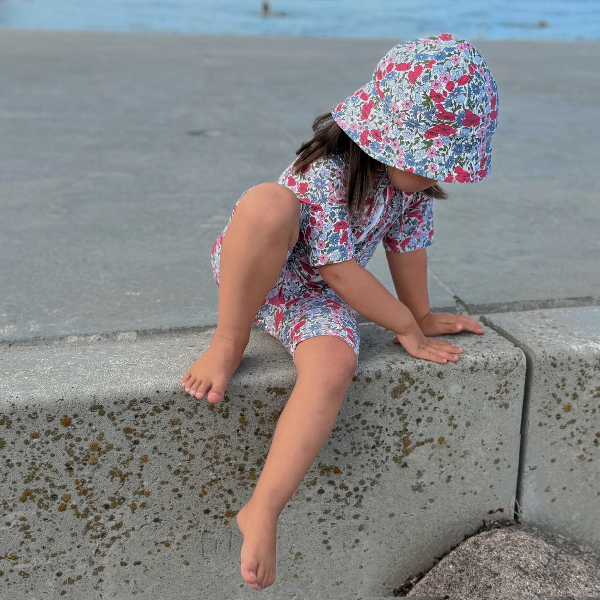 Petit Crabe Poppy & Daisy P Frey Sun hat - Made With Liberty© Fabric