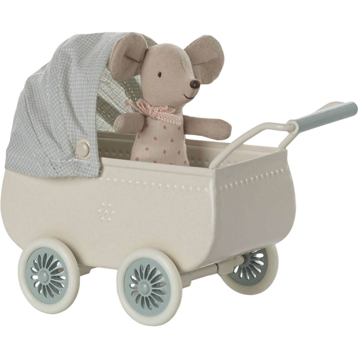 Maileg Pram With Baby Mouse - Mint