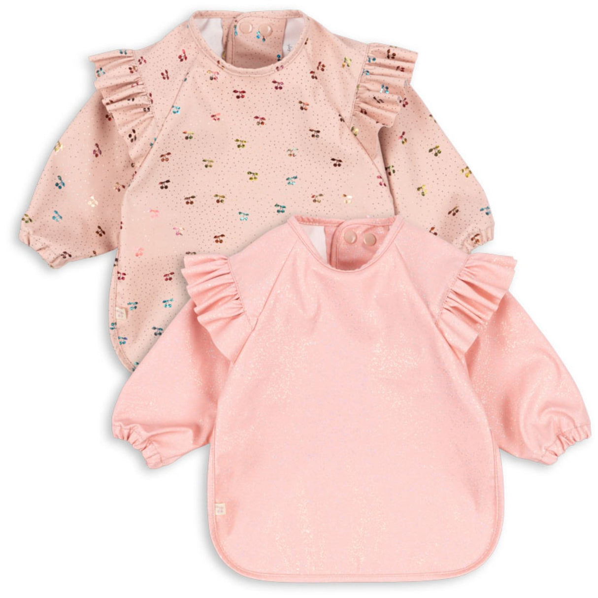 Konges Sløjd Cherry Sparkle 2 Pack Dinner Bib With Sleeves And Frill