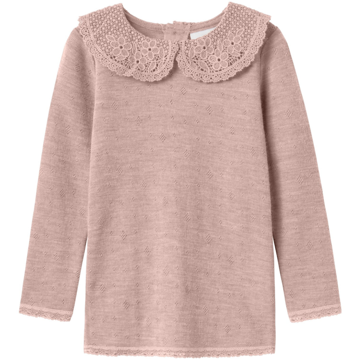 Name It Shadow Gray Nmfwang Wool Needle Ls Top W/Collar