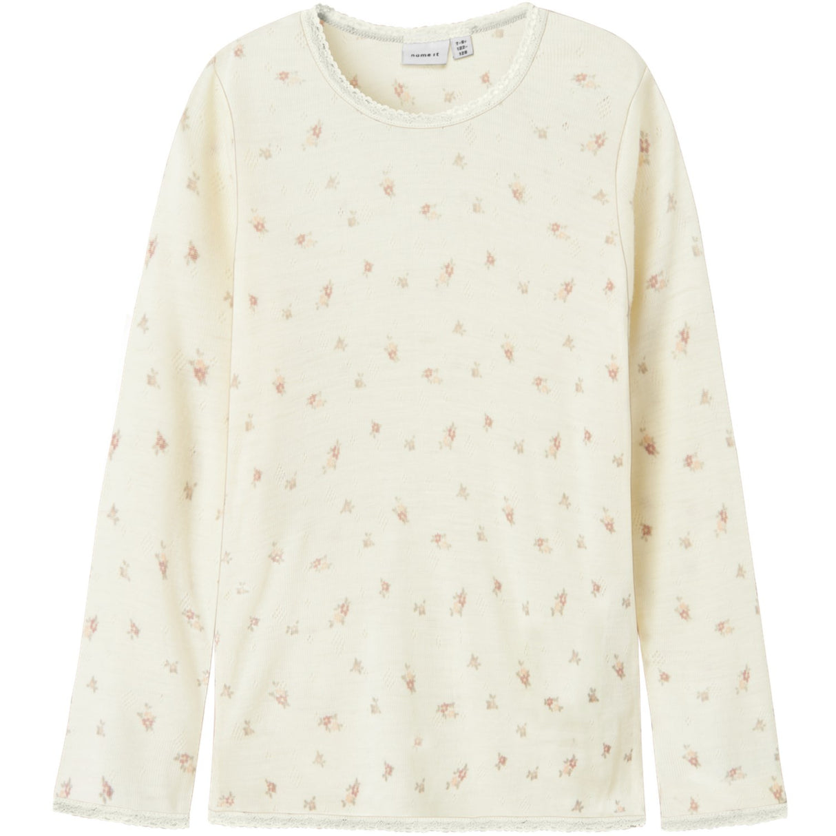 Name It Snow White Small Flowers Nkfwang Wool Needle Ls Top