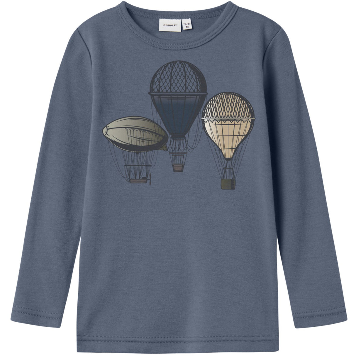 Name It Folkstone Gray Air Balloon Nmmwillitus Wool Ls Top