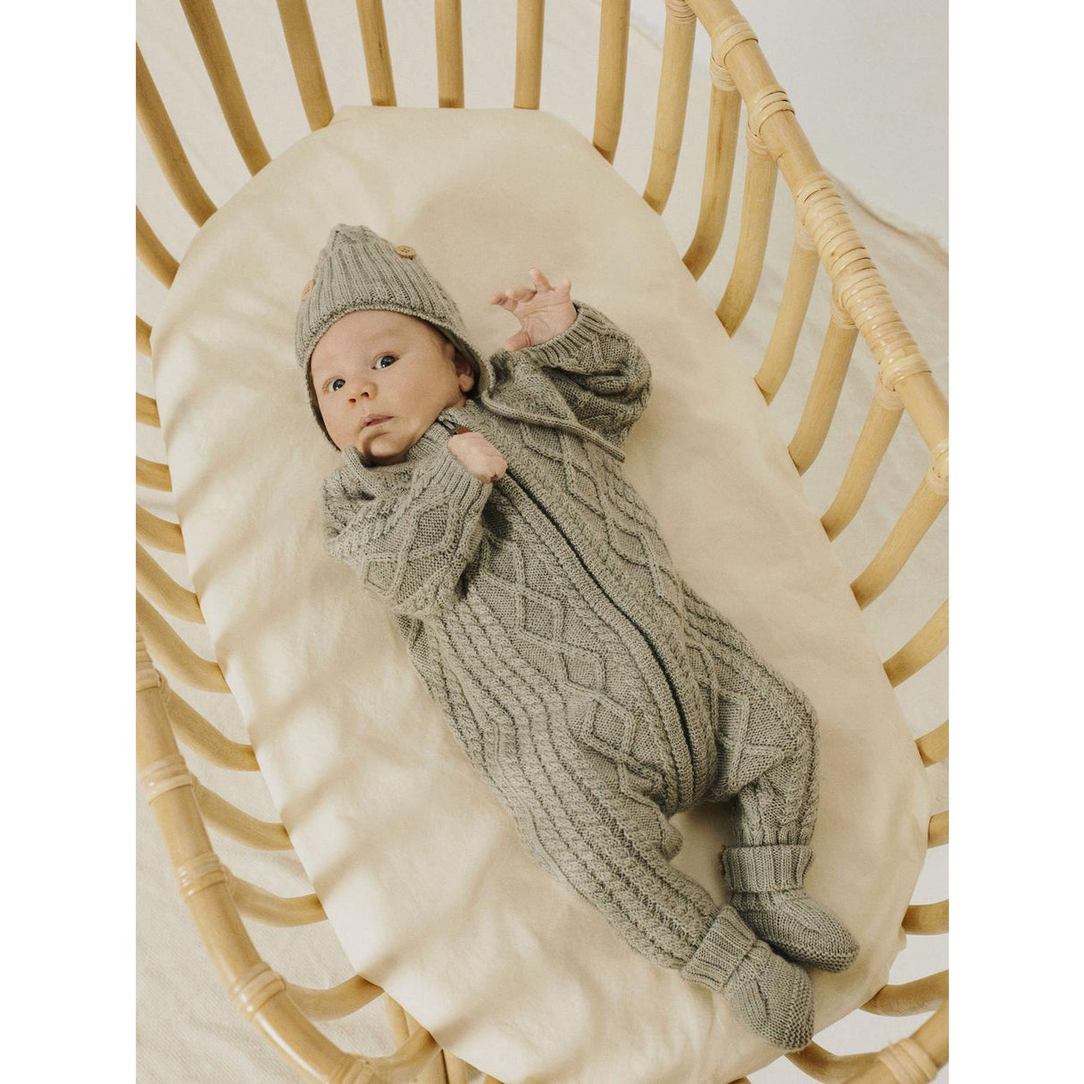 Name It Dried Sage Nbmwrilla Button Wool Knit Hat