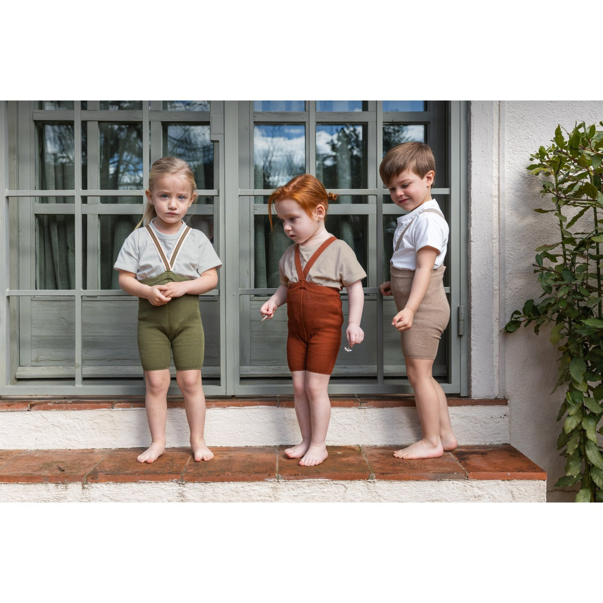 Silly Silas Olive Striped Shorty Tights With Braces