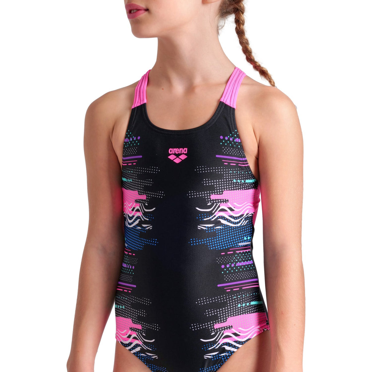 Arena Black Multi- Girl'S Arena Rhythm Swimsuit V Back L