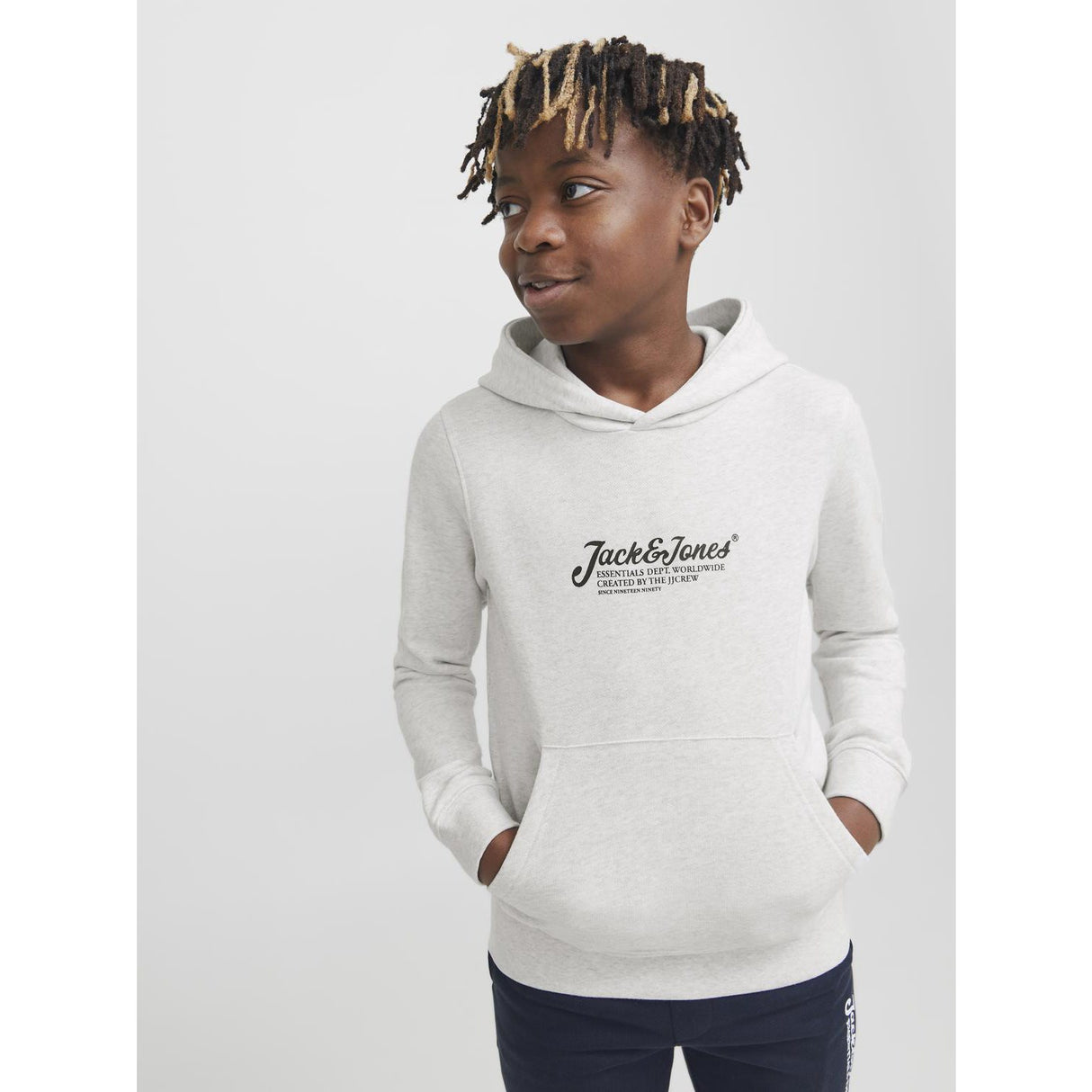 Jack & Jones Junior White Melange Jjbeau Sweat Hood Jnr