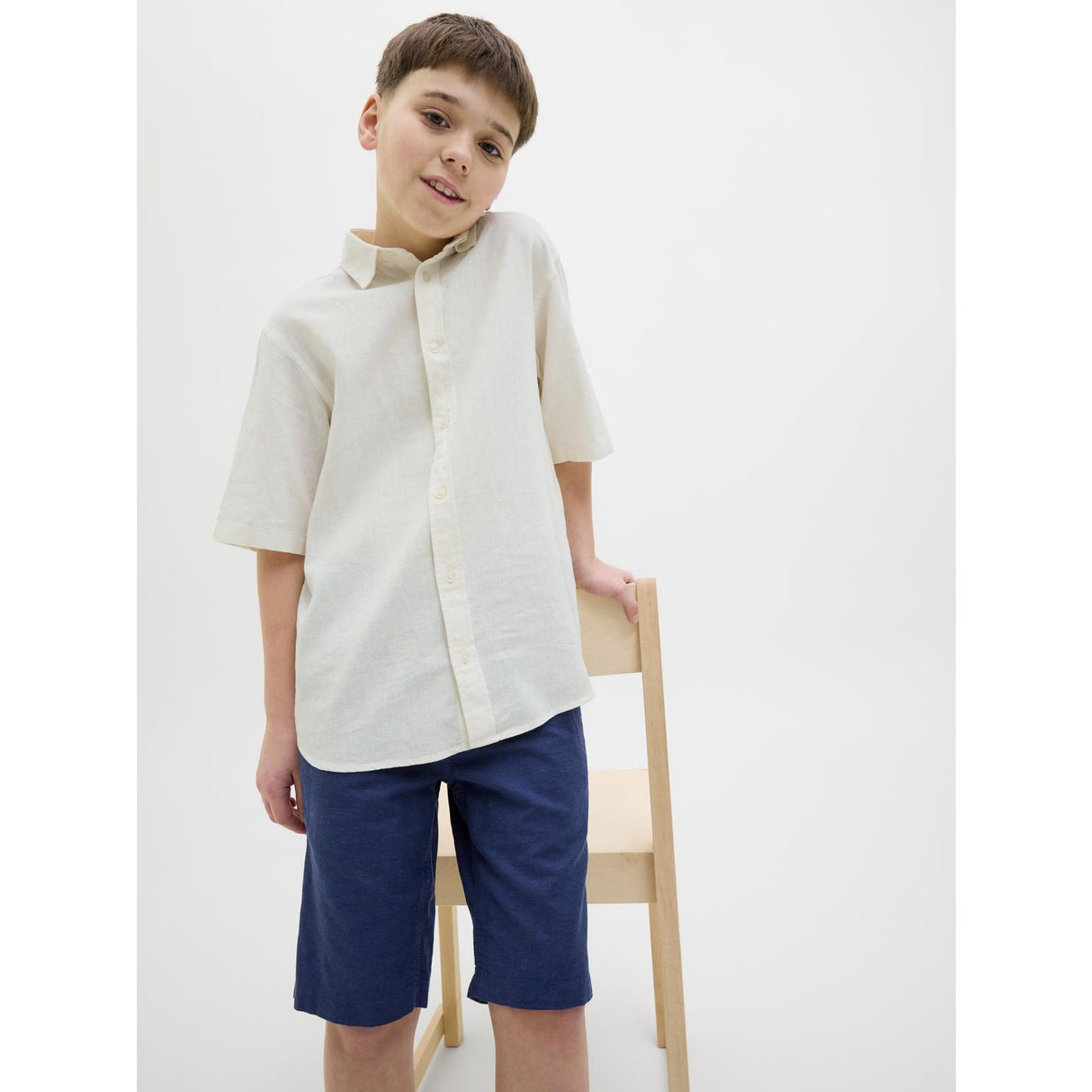 Jack & Jones Junior Antique White Jorparos Oversized Shirt Ss Jnr