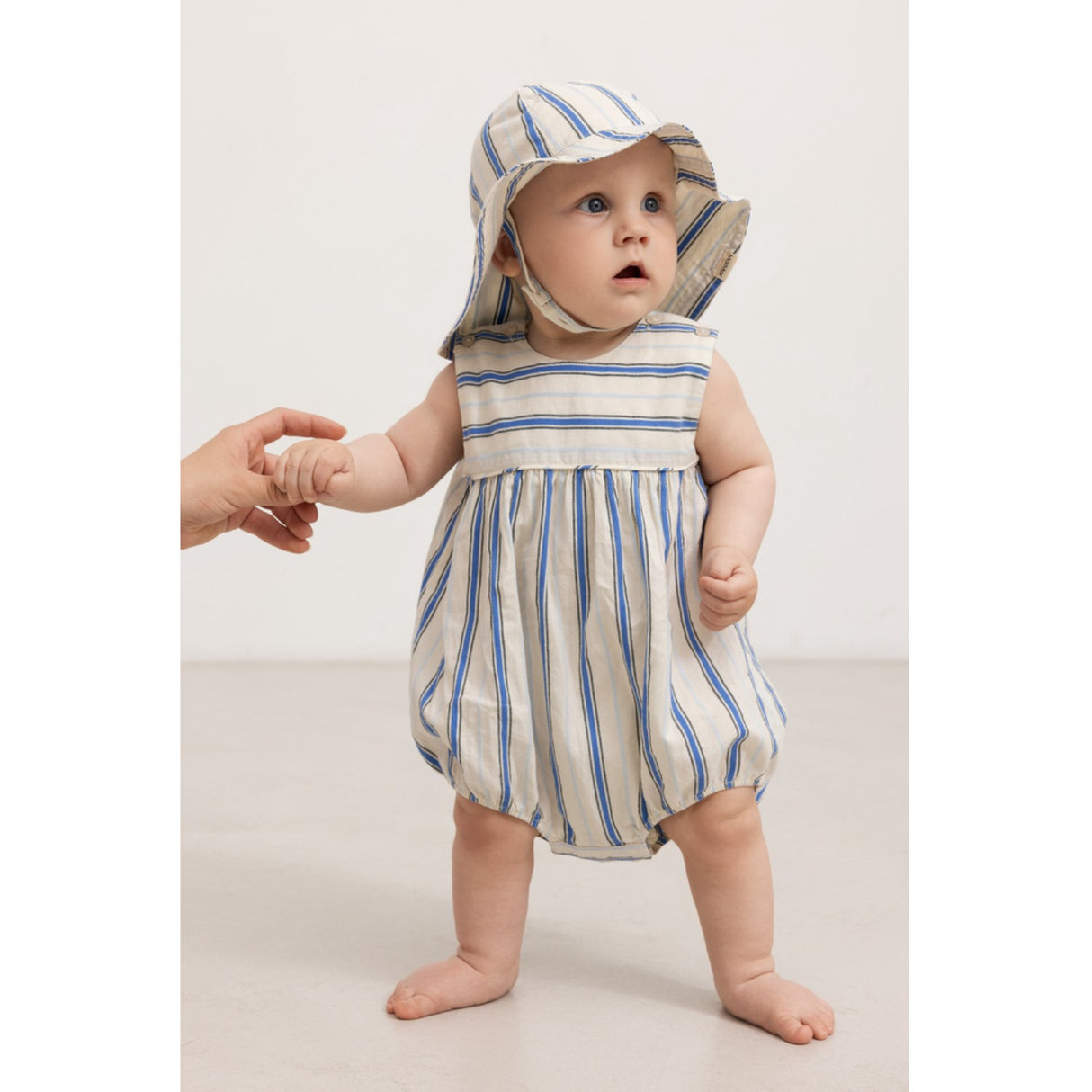 MarMar Cotton Stripes Chambray Stripe Alba Baby Long Summer Hat