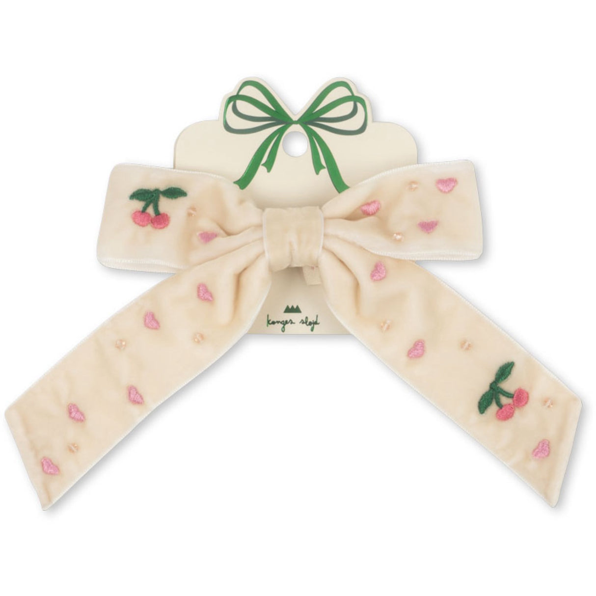 Konges Sløjd Pearled Ivory Velvet Bow Pearly Hair Clip