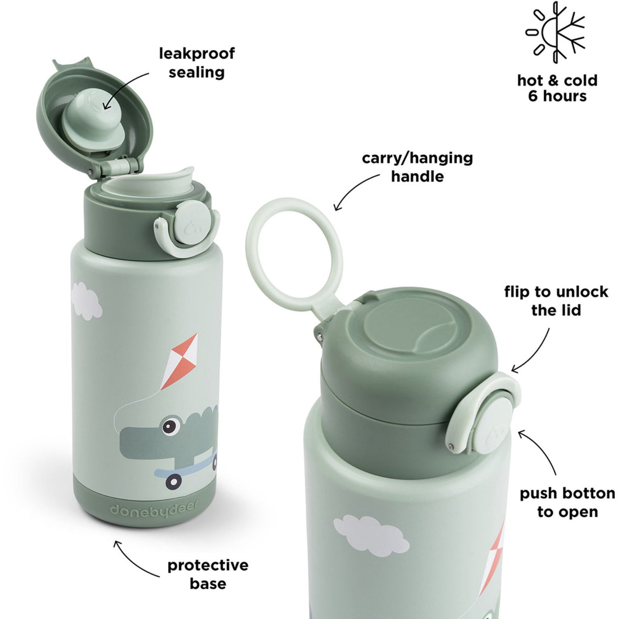 DonebyDeer Green Thermal Bottle Playground 340 Ml