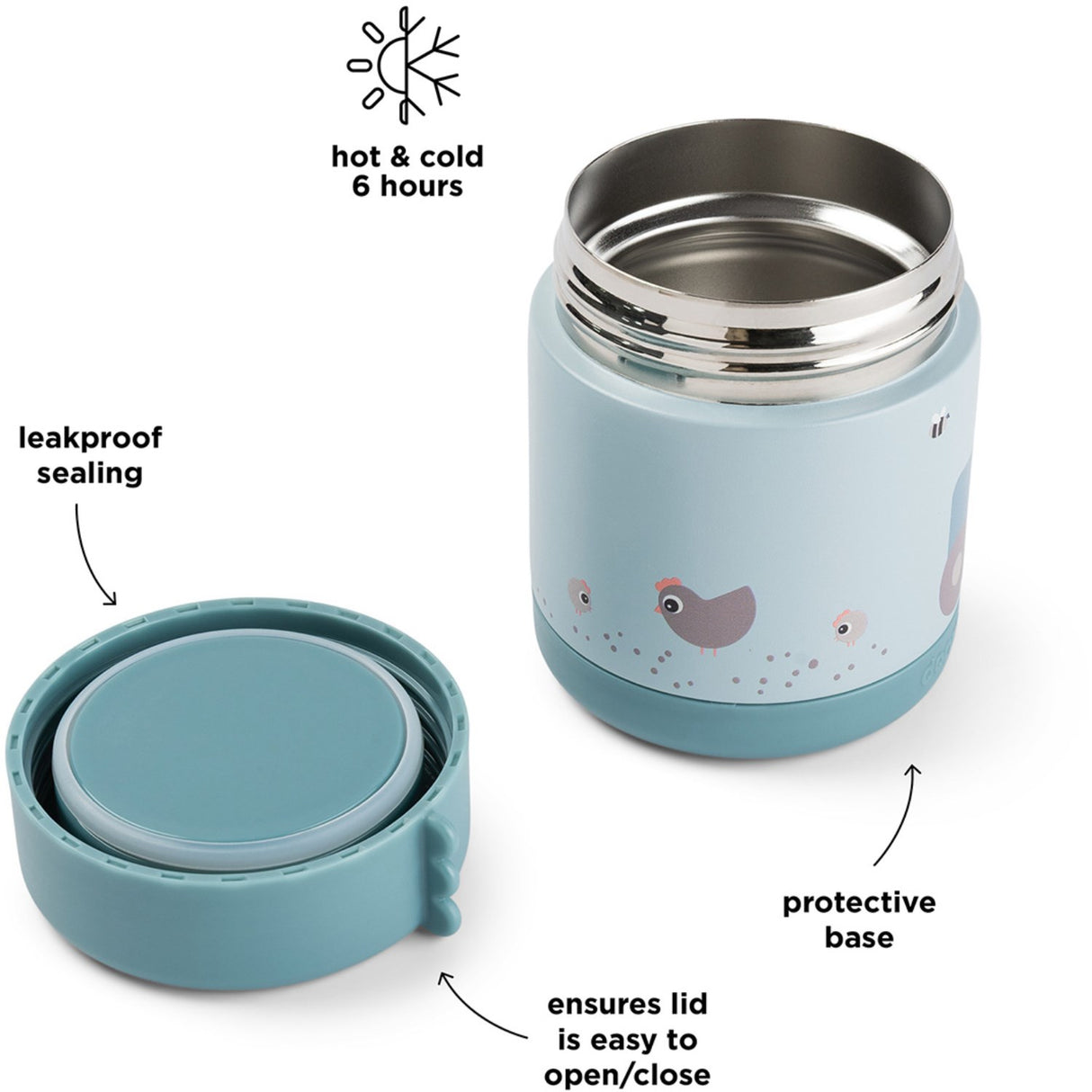 DonebyDeer Blue Thermal Food Jar Tiny Farm 300 Ml