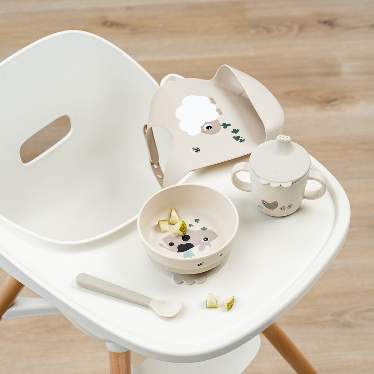 DonebyDeer Sand Foodie Første Dinner Set With Sugekop Tiny Farm