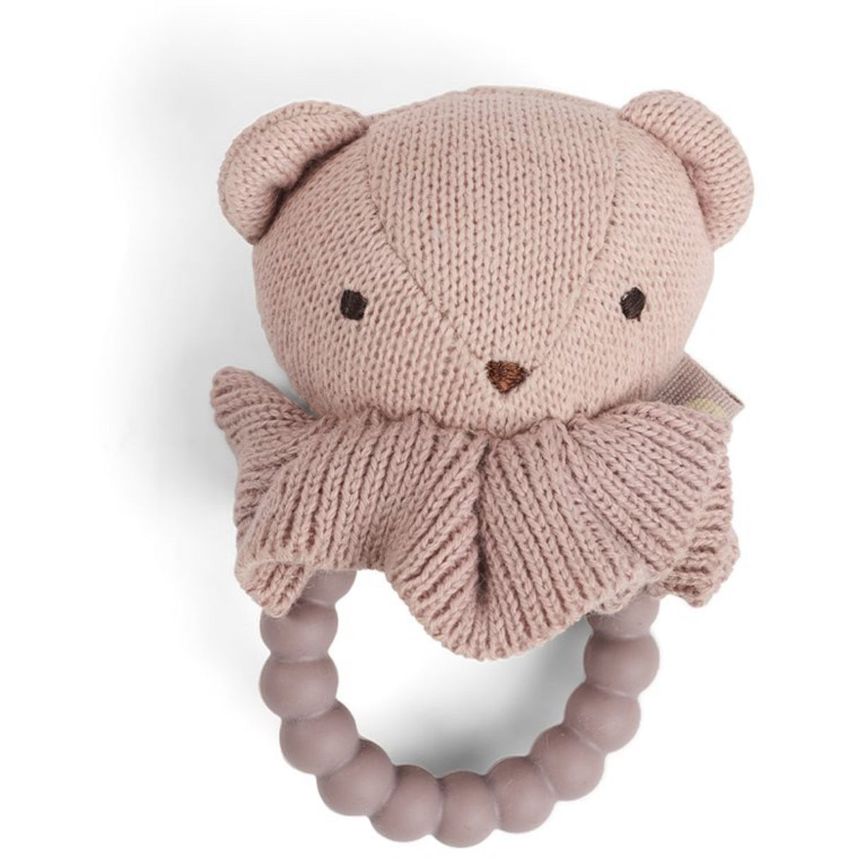 Smallstuff Light Rosa Rattle Teddy Med Silikonering