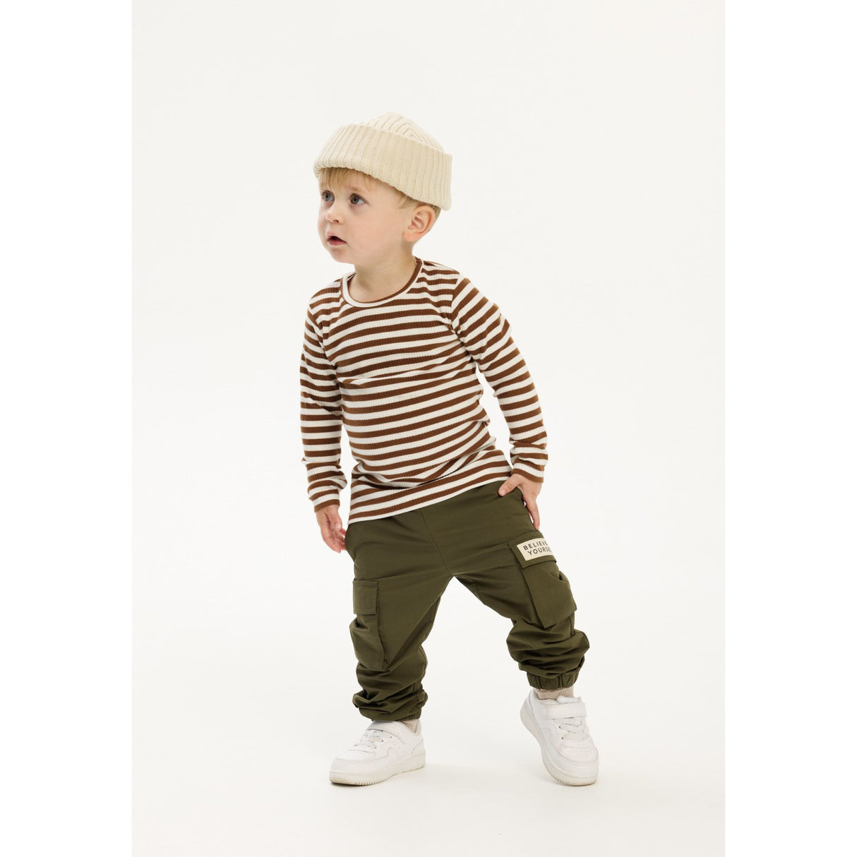 THE NEW Siblings Toffee Striped Fro L_S Rib Tee