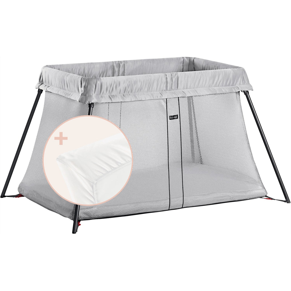 BabyBjörn Silver/Cotton/White Rejseseng Light Med Overtrækslagen