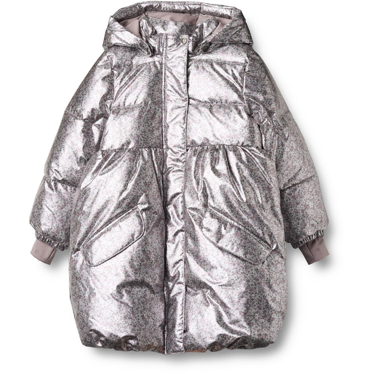 Wheat Silver Flower Meadow Puffer Coat Luna