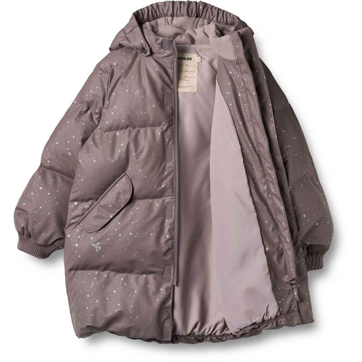 Wheat Purple Stone Stars PU Puffer Jacket Coast