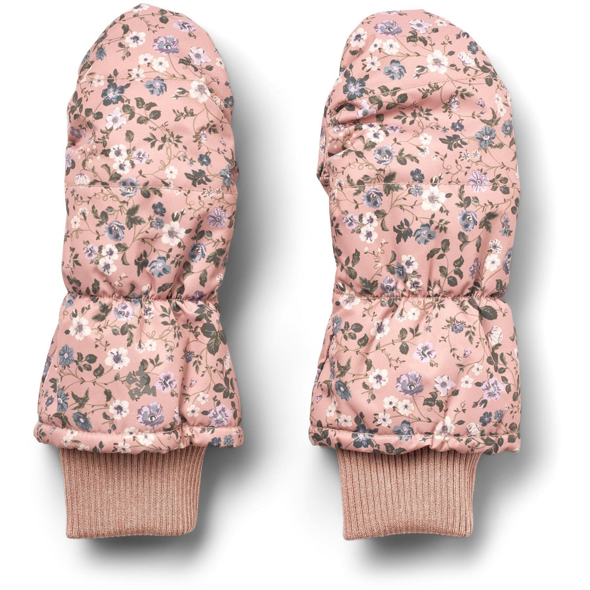 Wheat Rose Powder Flowers Puffer Mittens Jazz
