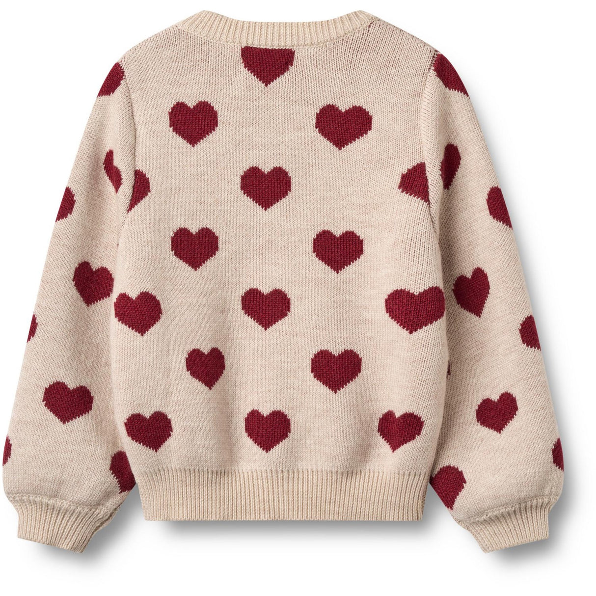 Wheat Offwhite Melange Jacquard Cardigan Hearts