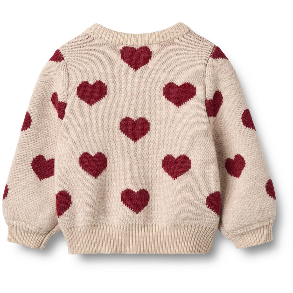 Wheat Offwhite Melange Jacquard Cardigan Hearts