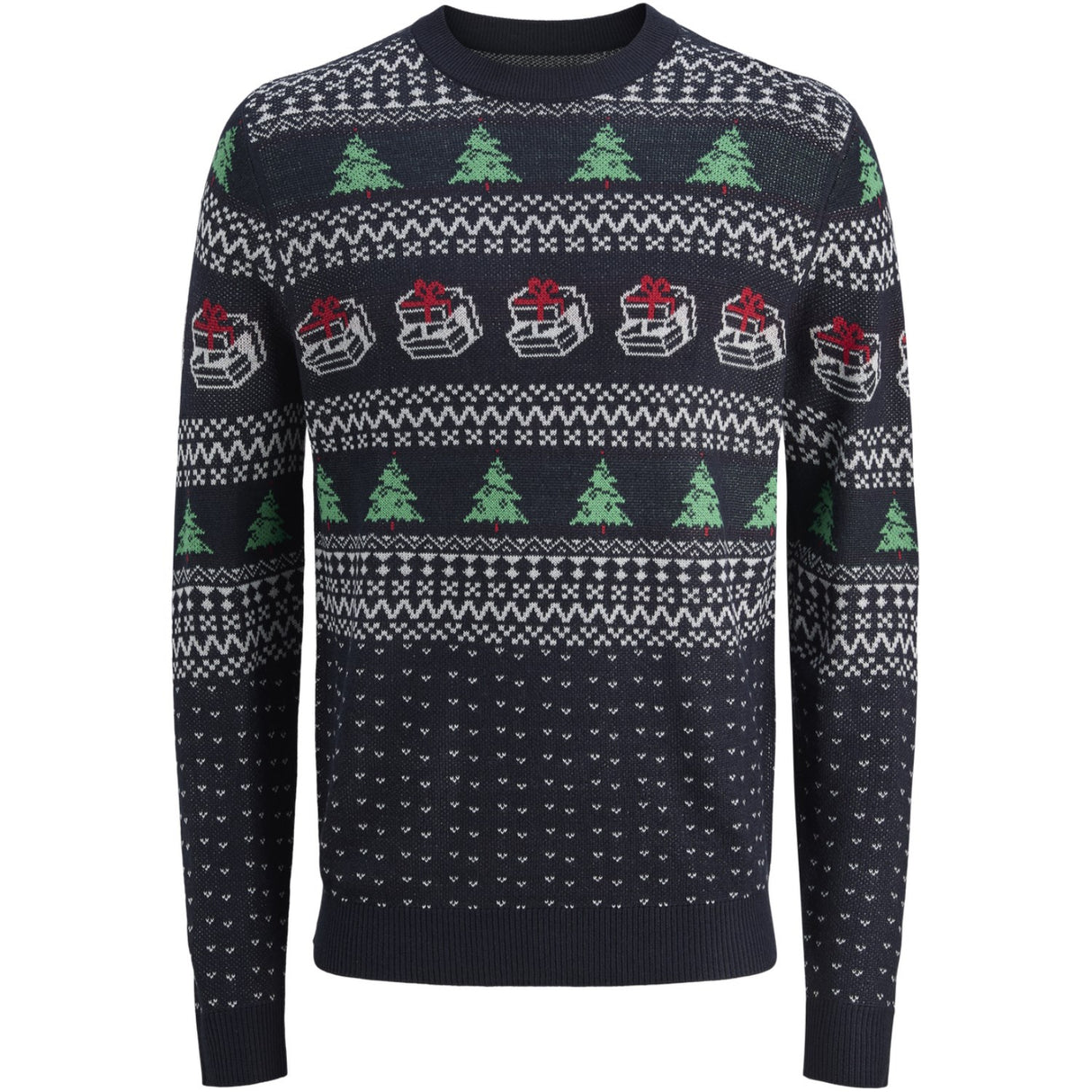 Jack & Jones Junior Sky Captain W. Holly Green Jjxmas Andrew Knit Crew Neck Jnr