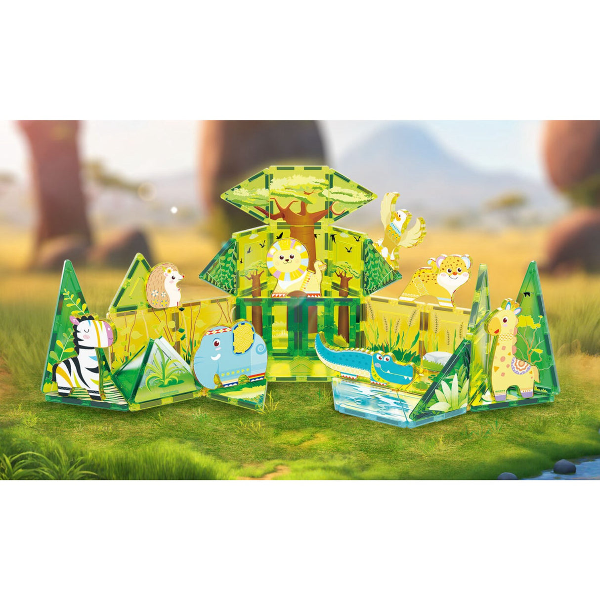 Picasso Tiles Picasso Tiles 46 Stk Magnetiske Byggesæt Safari