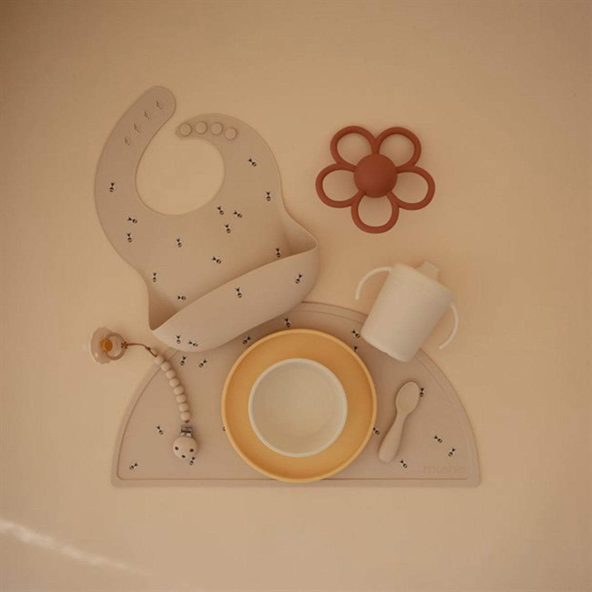 Mushie Bees Silicone Bib