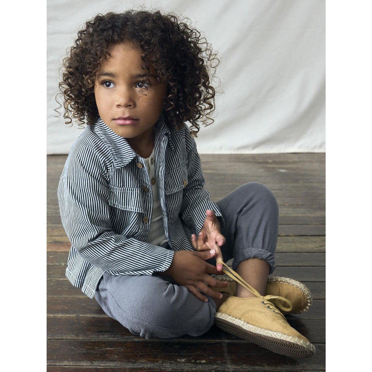 Lil'Atelier Dark Blue Denim White Nmmkasper Ls Loose Twi Shirt 4021-Cm Lil