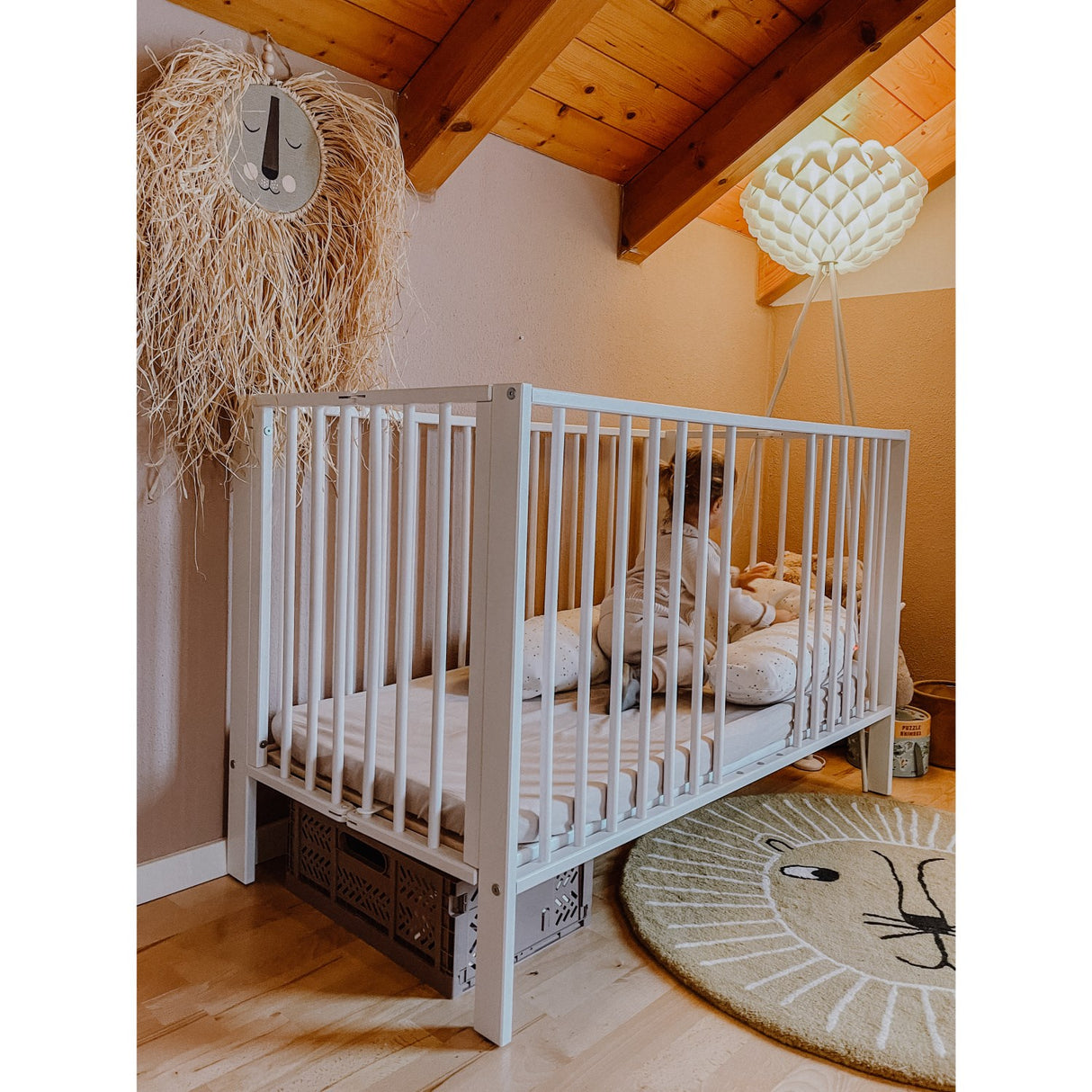 tiSsi® White Laquer Jori Sammenklappelig Bed Massiv Beech