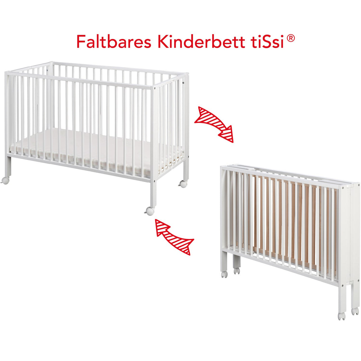 tiSsi® White Laquer Jori Sammenklappelig Bed Massiv Beech